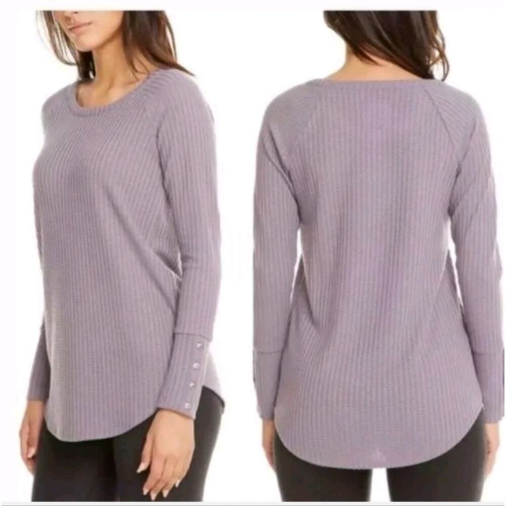 Chaser Lilac Waffle Knit Henley Top
